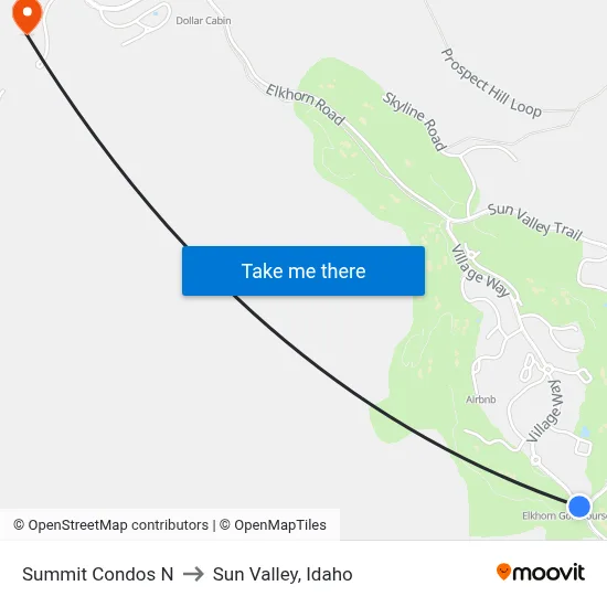 Summit Condos N to Sun Valley, Idaho map