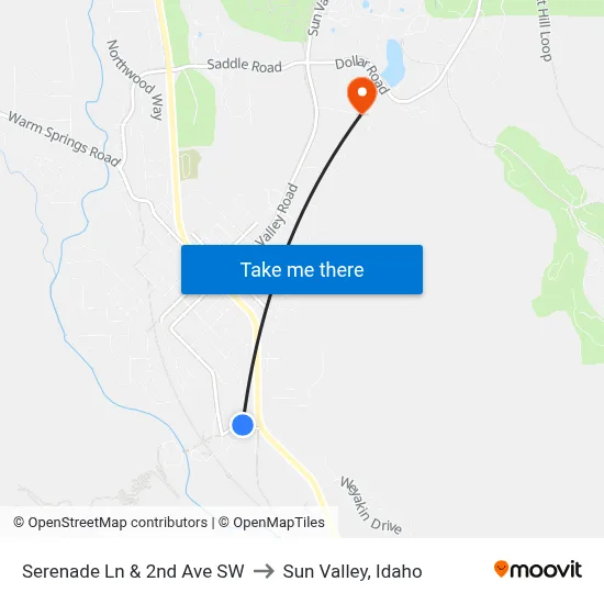 Serenade Ln & 2nd Ave SW to Sun Valley, Idaho map