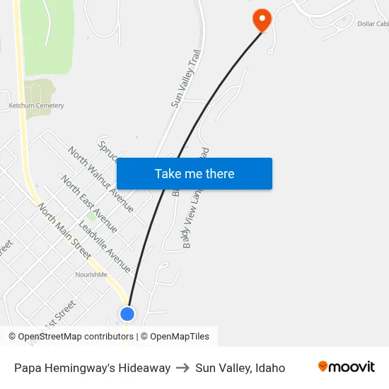 Papa Hemingway's Hideaway to Sun Valley, Idaho map