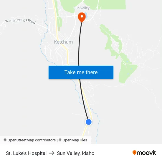 St. Luke's Hospital to Sun Valley, Idaho map
