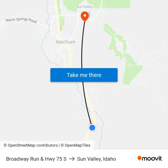 Broadway Run & Hwy 75 S to Sun Valley, Idaho map