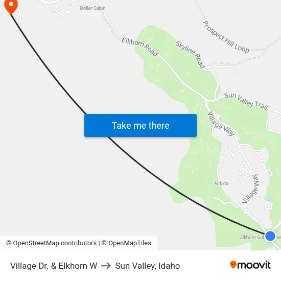 Village Dr. & Elkhorn W to Sun Valley, Idaho map