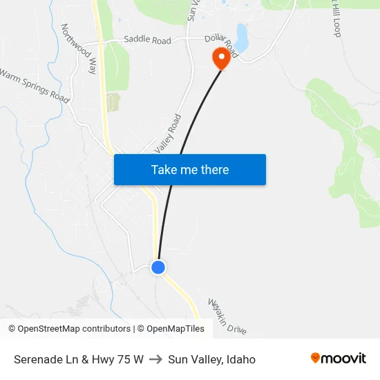Serenade Ln & Hwy 75 W to Sun Valley, Idaho map