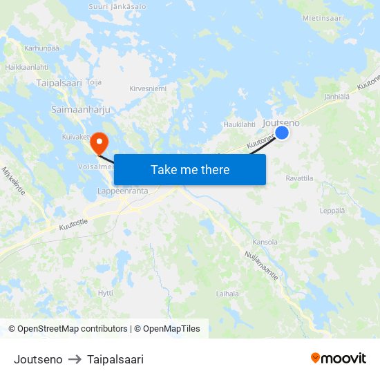 Joutseno to Taipalsaari map