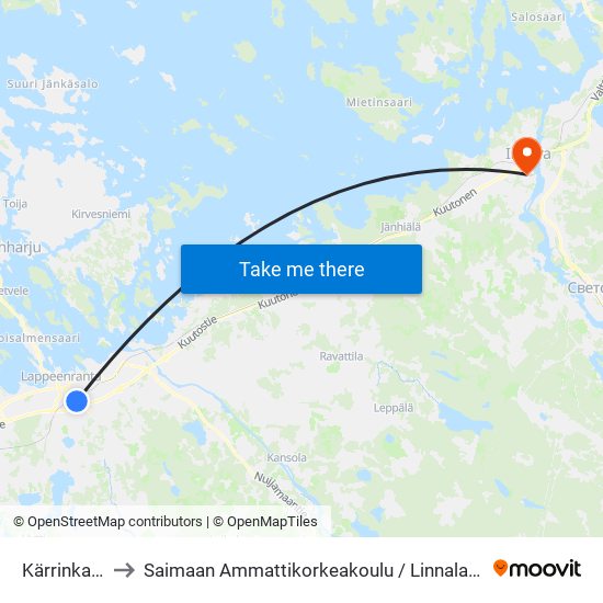 Kärrinkatu L to Saimaan Ammattikorkeakoulu / Linnalan Kampus map