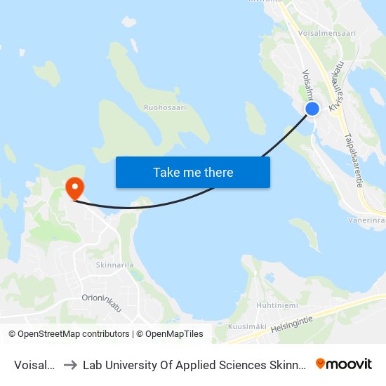 Voisalmi E to Lab University Of Applied Sciences Skinnarilan Campus map