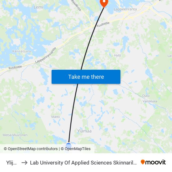 Ylijärvi to Lab University Of Applied Sciences Skinnarilan Campus map