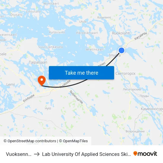 Vuoksenniska P to Lab University Of Applied Sciences Skinnarilan Campus map
