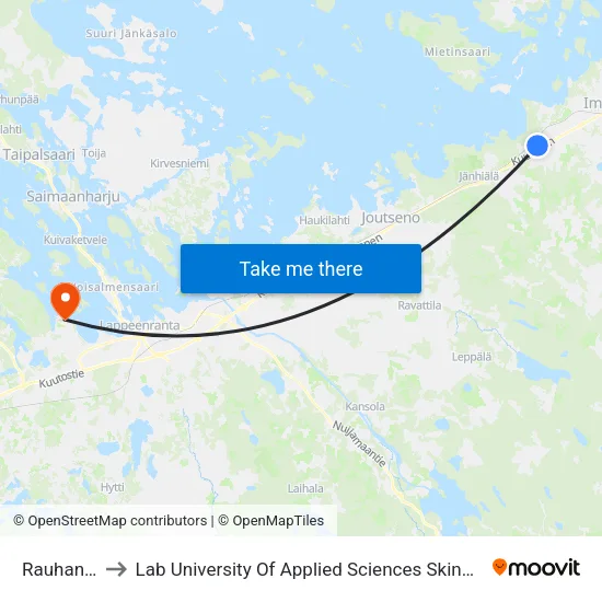 Rauhantie E to Lab University Of Applied Sciences Skinnarilan Campus map