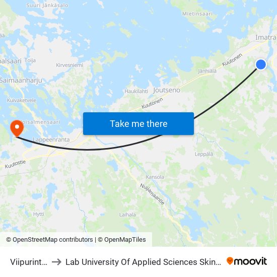 Viipurintie 36 to Lab University Of Applied Sciences Skinnarilan Campus map