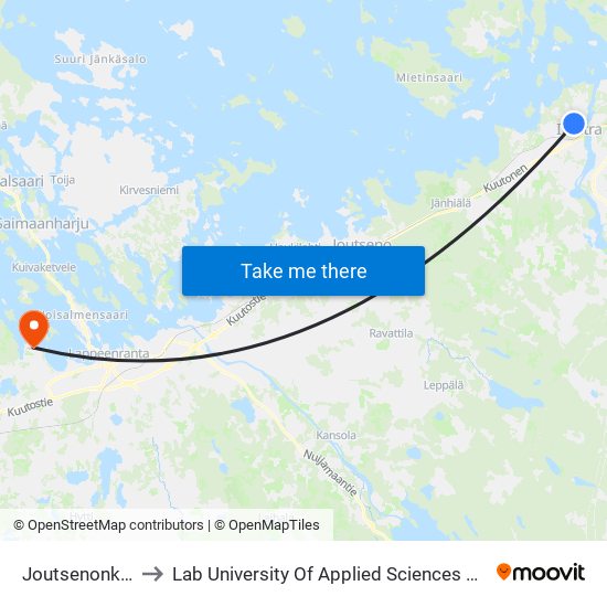 Joutsenonkatu 24 I to Lab University Of Applied Sciences Skinnarilan Campus map