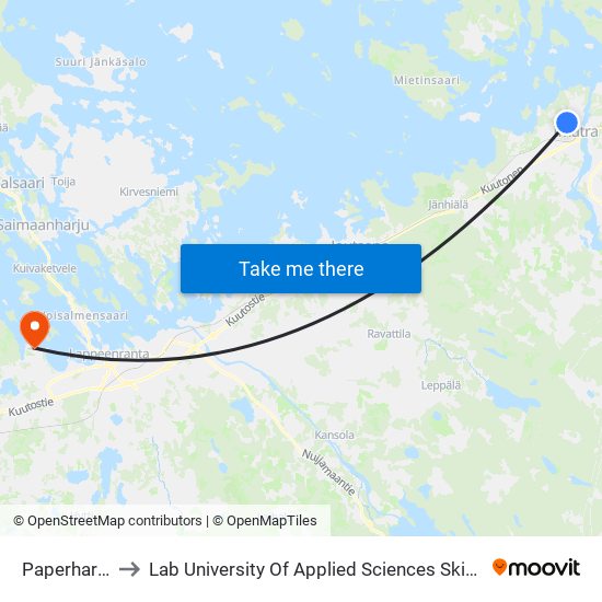 Paperharjuntie to Lab University Of Applied Sciences Skinnarilan Campus map