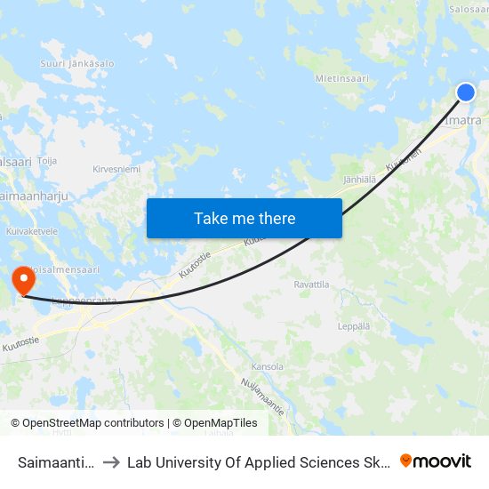 Saimaantie 21 E to Lab University Of Applied Sciences Skinnarilan Campus map