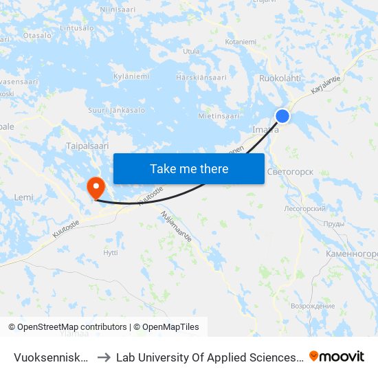 Vuoksenniskantie 98 P to Lab University Of Applied Sciences Skinnarilan Campus map