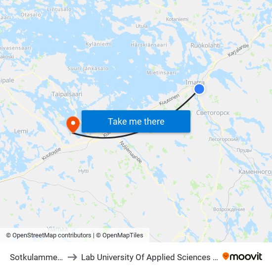 Sotkulammentie 14 E to Lab University Of Applied Sciences Skinnarilan Campus map