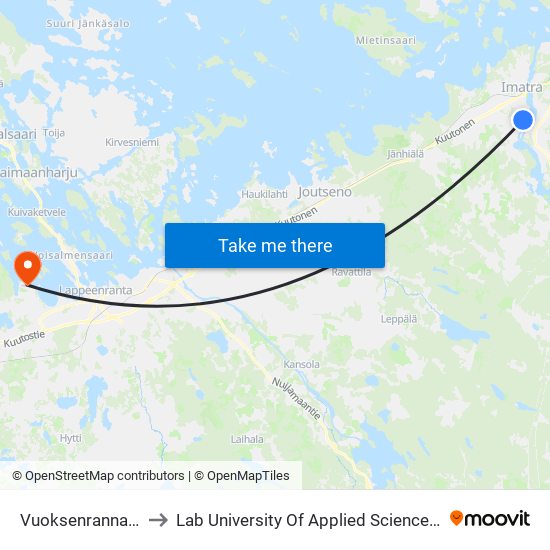 Vuoksenrannankatu 20 P to Lab University Of Applied Sciences Skinnarilan Campus map