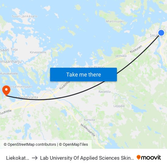 Liekokatu 2 P to Lab University Of Applied Sciences Skinnarilan Campus map