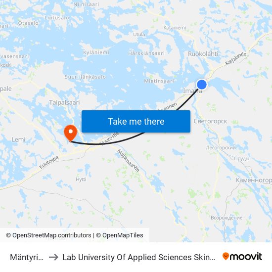 Mäntyrinne I to Lab University Of Applied Sciences Skinnarilan Campus map