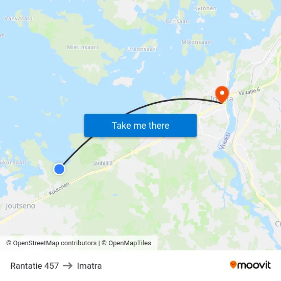 Rantatie 457 to Imatra map