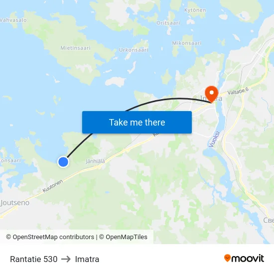 Rantatie 530 to Imatra map