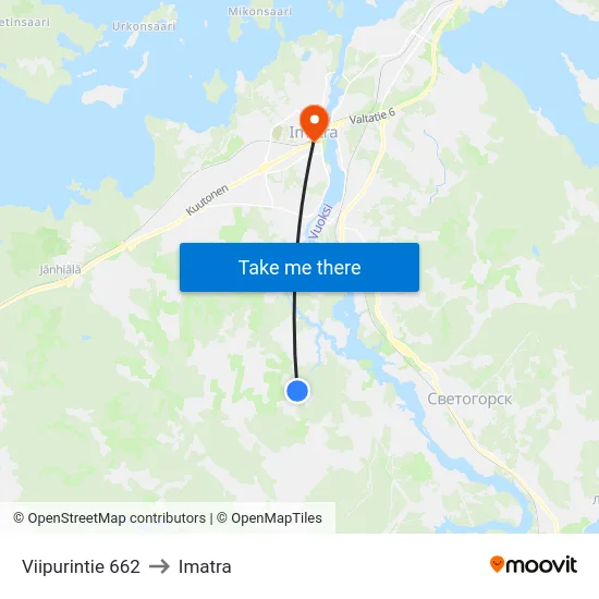 Viipurintie 662 to Imatra map