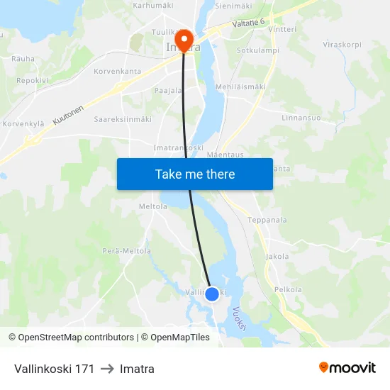 Vallinkoski 171 to Imatra map