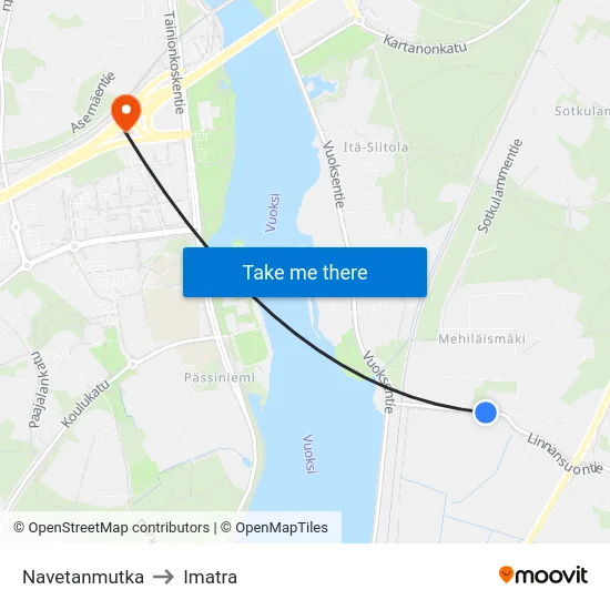 Navetanmutka to Imatra map