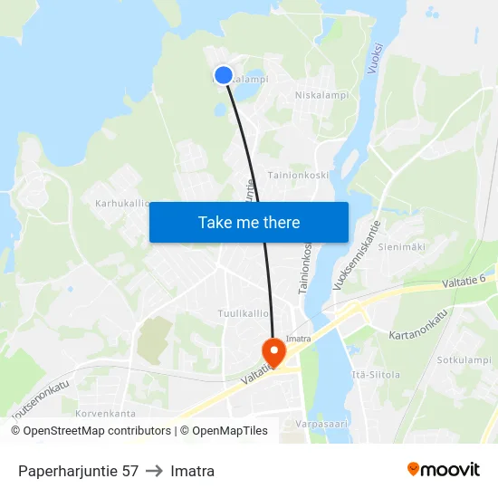Paperharjuntie 57 to Imatra map