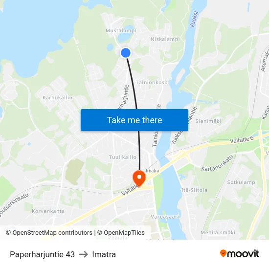 Paperharjuntie 43 to Imatra map