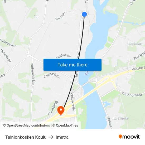 Tainionkosken Koulu to Imatra map