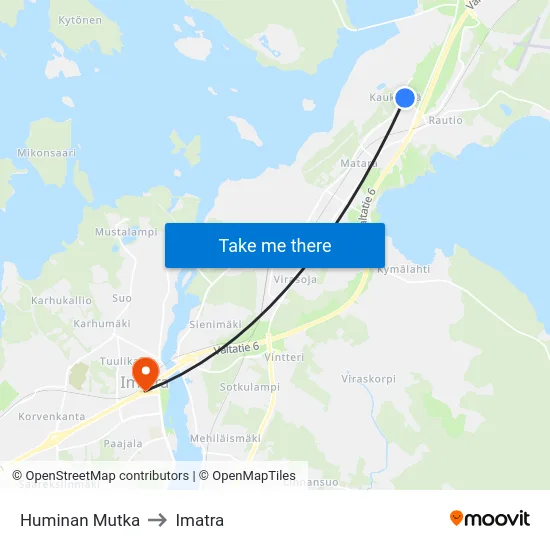 Huminan Mutka to Imatra map