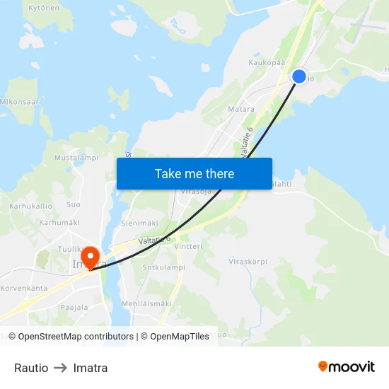 Rautio to Imatra map