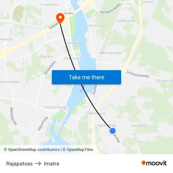 Rajapatsas to Imatra map