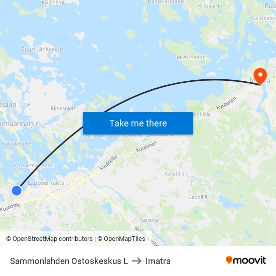 Sammonlahden Ostoskeskus L to Imatra map