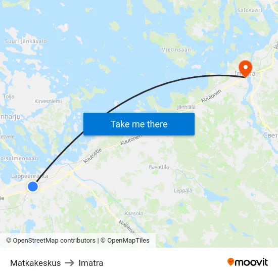 Matkakeskus to Imatra map
