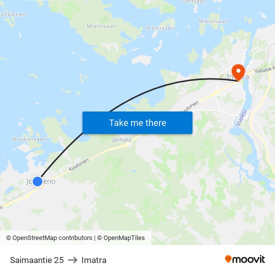 Saimaantie 25 to Imatra map