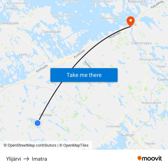 Ylijärvi to Imatra map