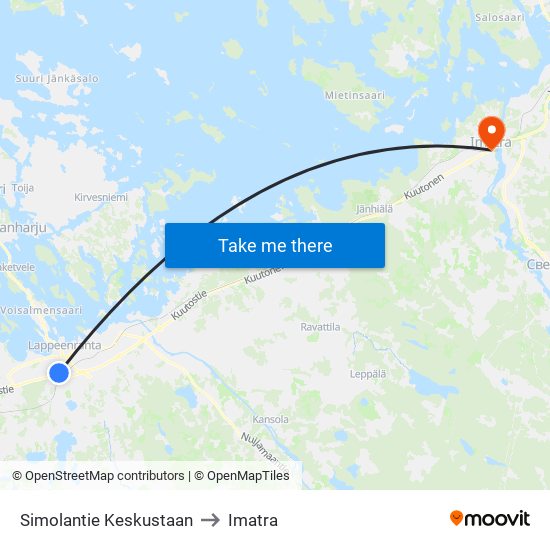 Simolantie Keskustaan to Imatra map