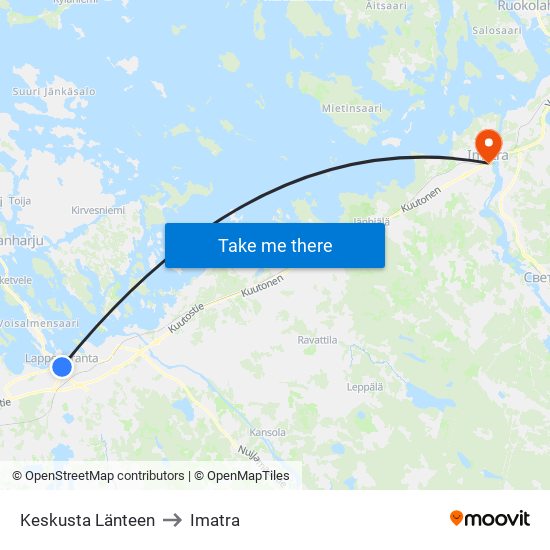 Keskusta Länteen to Imatra map