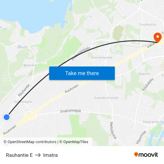 Rauhantie E to Imatra map