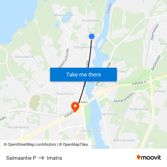 Saimaantie P to Imatra map