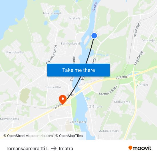 Tornansaarenraitti L to Imatra map