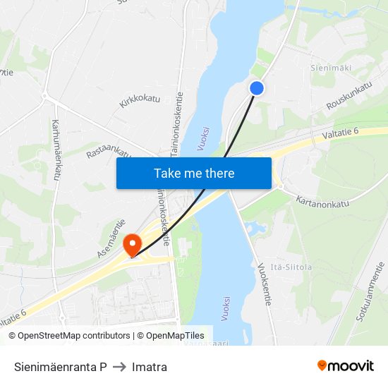 Sienimäenranta P to Imatra map