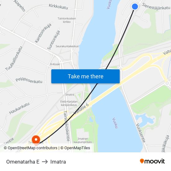 Omenatarha E to Imatra map