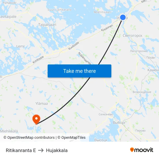 Ritikanranta E to Hujakkala map
