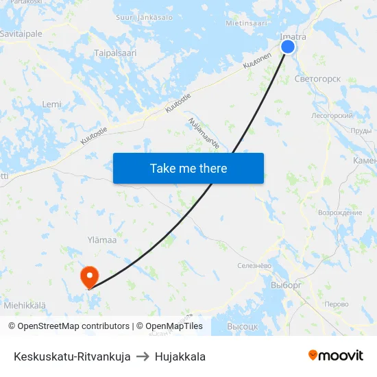 Keskuskatu-Ritvankuja to Hujakkala map