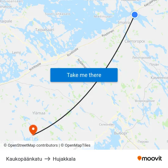 Kaukopäänkatu to Hujakkala map