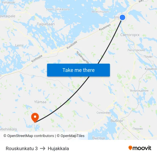 Rouskunkatu 3 to Hujakkala map