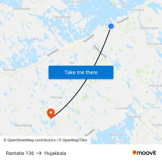 Rantatie 136 to Hujakkala map