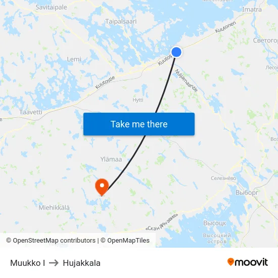 Muukko I to Hujakkala map